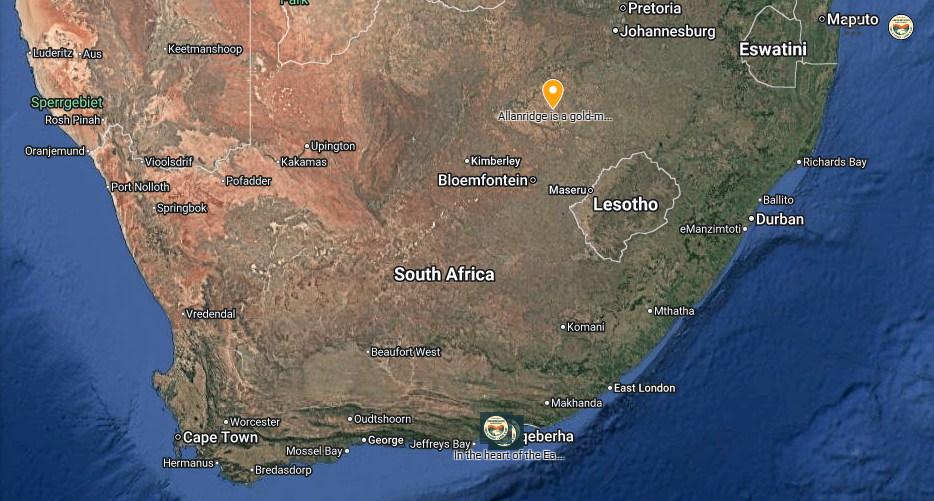 Map of South Africa outline