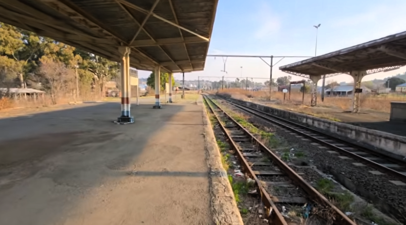 vintage steam train and railway station